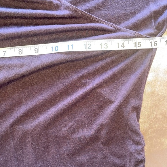 Made By Johnny Brown Wrap V-Neck Top Ruched Sides Dolman Sleeves Size Medium - Picture 9 of 11